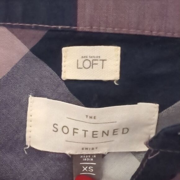 LOFT Purple Plaid Long Sleeve Blouse - Picture 5 of 6